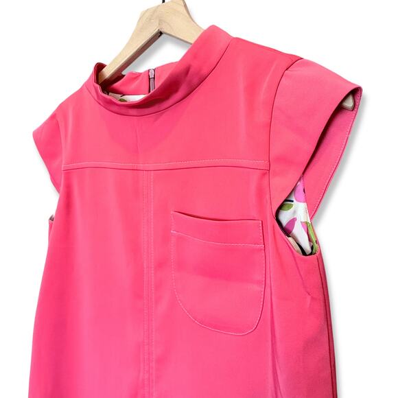 Julia‎ Allert Luxury Couture Sustainable Pink Cap Sleeve High Neck Shift Dress S - Picture 3 of 11